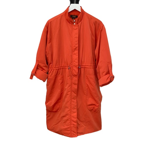 Victor by Victor Alfaro Orange Zipper All-Weather Trench Rain Coat Size Medium - Picture 2 of 12